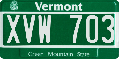 VT license plate XVW703