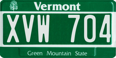 VT license plate XVW704