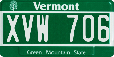 VT license plate XVW706