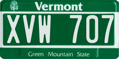 VT license plate XVW707