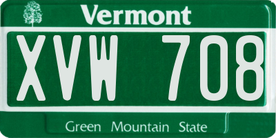 VT license plate XVW708
