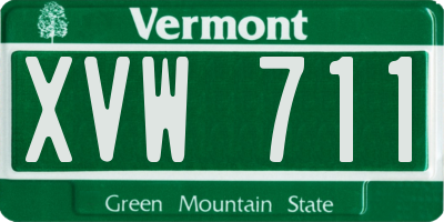 VT license plate XVW711