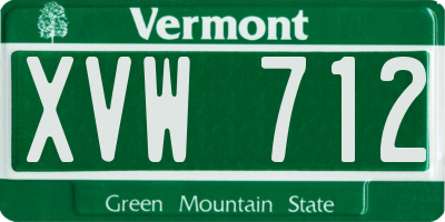 VT license plate XVW712