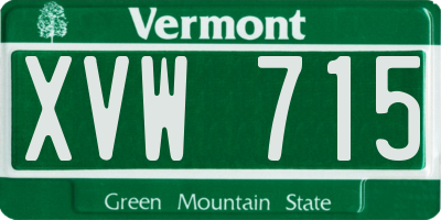VT license plate XVW715