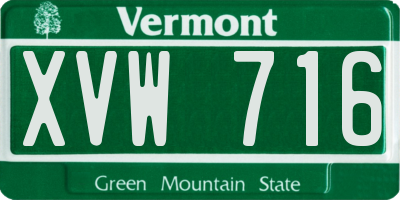 VT license plate XVW716