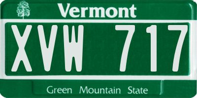 VT license plate XVW717