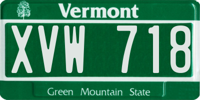 VT license plate XVW718
