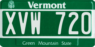 VT license plate XVW720
