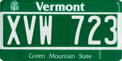 VT license plate XVW723