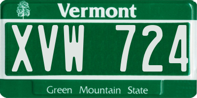 VT license plate XVW724