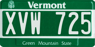 VT license plate XVW725