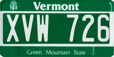 VT license plate XVW726