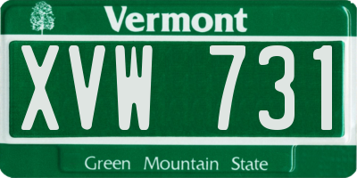 VT license plate XVW731