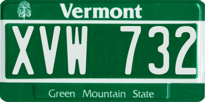 VT license plate XVW732