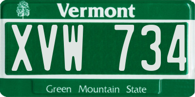 VT license plate XVW734
