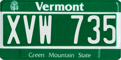 VT license plate XVW735