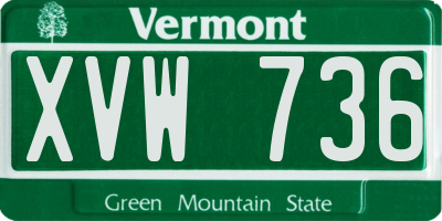 VT license plate XVW736