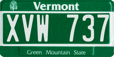 VT license plate XVW737