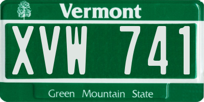 VT license plate XVW741