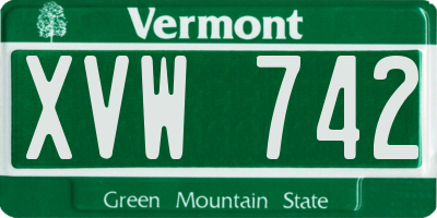 VT license plate XVW742