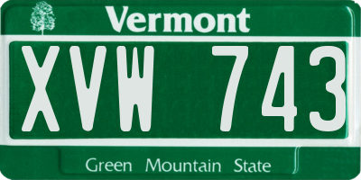 VT license plate XVW743