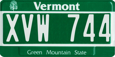 VT license plate XVW744