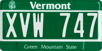 VT license plate XVW747