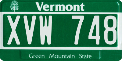 VT license plate XVW748