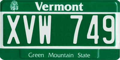 VT license plate XVW749