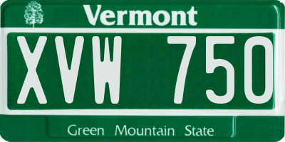 VT license plate XVW750