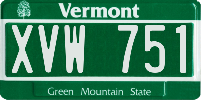 VT license plate XVW751