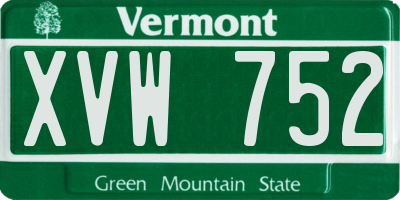 VT license plate XVW752