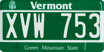 VT license plate XVW753