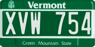 VT license plate XVW754