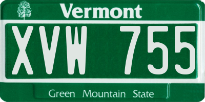VT license plate XVW755