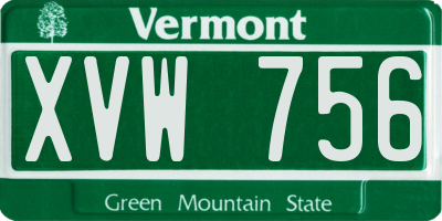 VT license plate XVW756