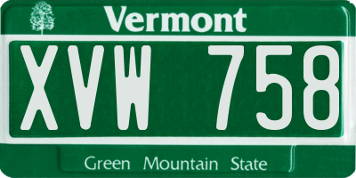 VT license plate XVW758