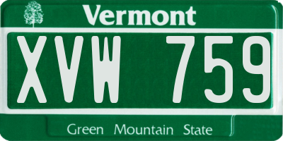 VT license plate XVW759