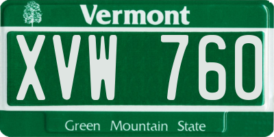 VT license plate XVW760