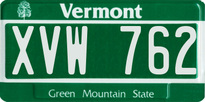 VT license plate XVW762