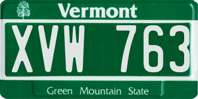 VT license plate XVW763