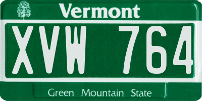 VT license plate XVW764