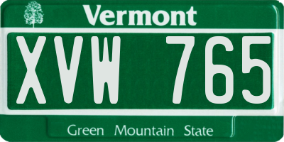 VT license plate XVW765