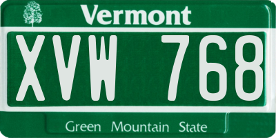 VT license plate XVW768