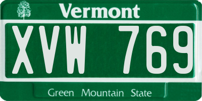 VT license plate XVW769