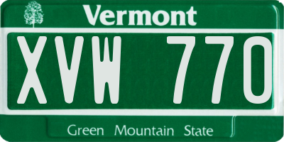 VT license plate XVW770