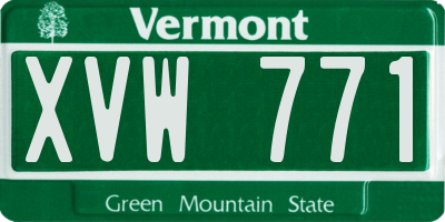 VT license plate XVW771