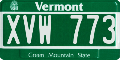 VT license plate XVW773