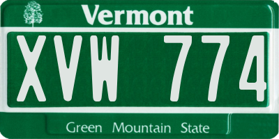 VT license plate XVW774