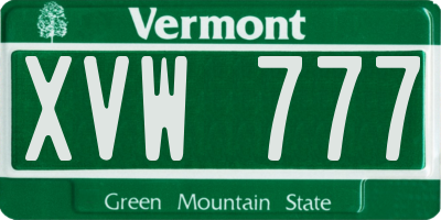 VT license plate XVW777